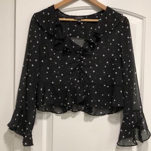 NWOT! - TopShop Semi Sheer Polkadot Crop Blouse